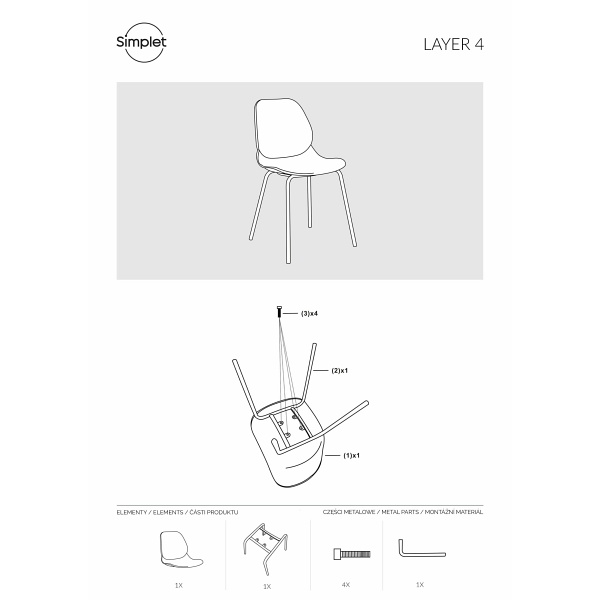Krzesło Layer 4 szare - Simplet